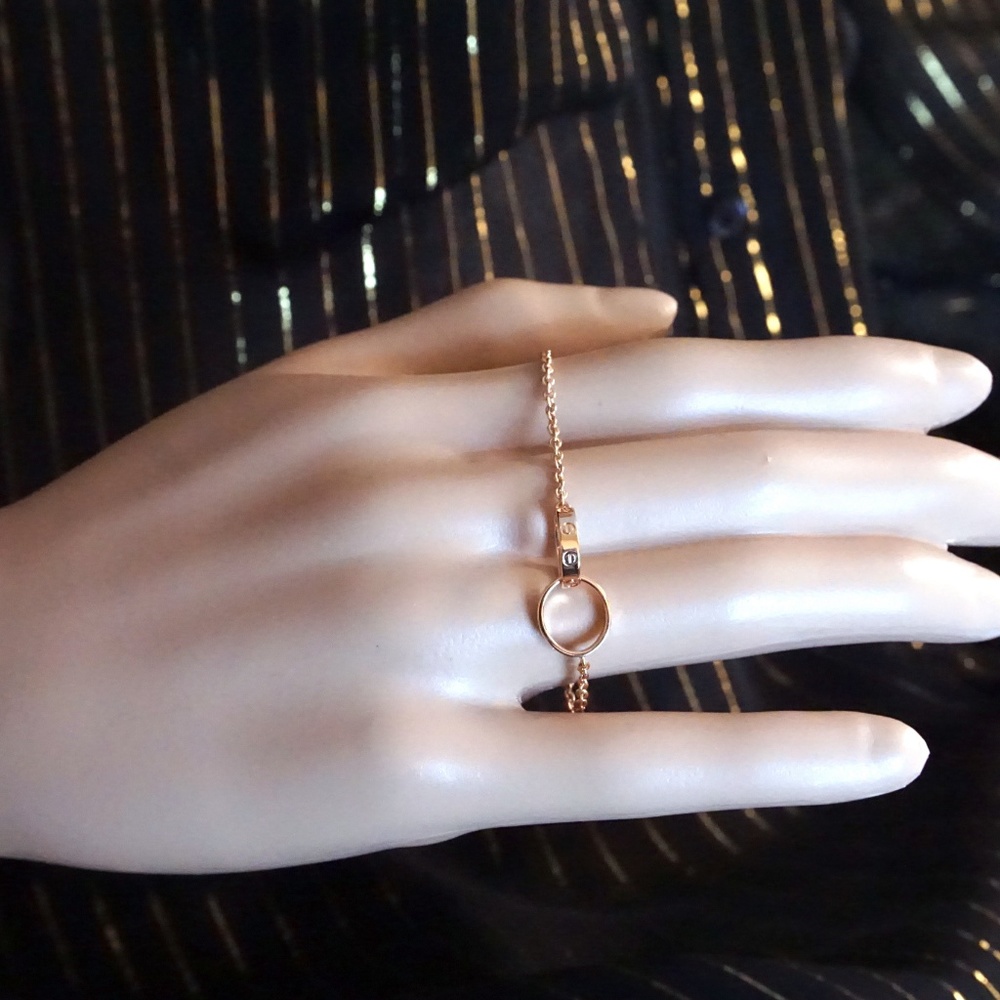 18k 750 Iconic Love Mini Ring Charm Chain Bracelet - Picture 8 of 8